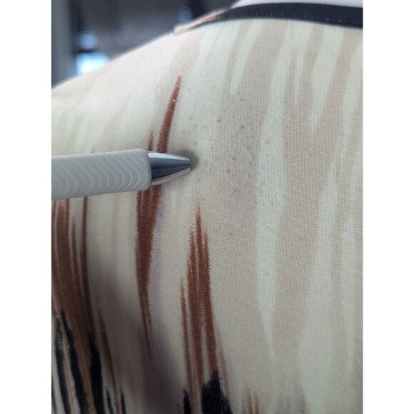 Donna Morgan Faux Wrap Dress Womens Sz 8 Abstract Print Ruffles Colorful Artsy - Picture 9 of 11